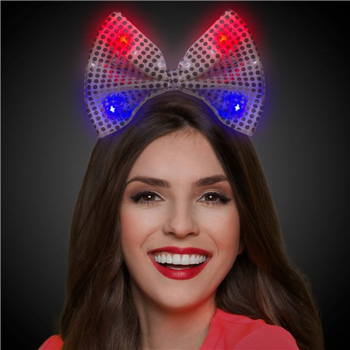 LED Silver Sequin Bow Headband