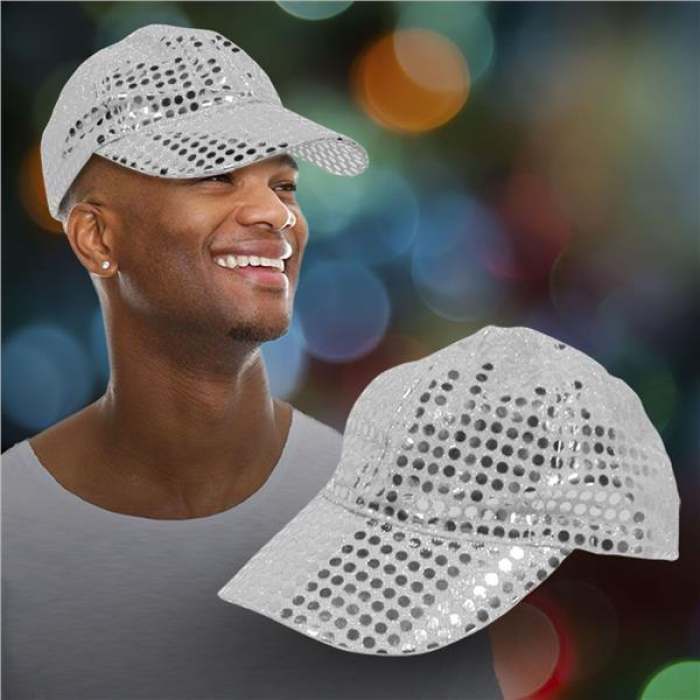 Silver Sequin Baseball Cap (Per Piece)