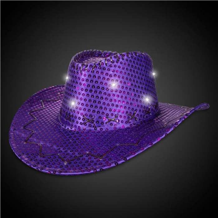 LED Purple Sequin Cowboy Hat