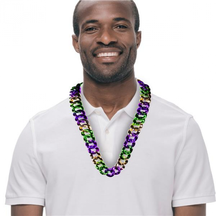 Mardi Gras Metallic Link Necklace