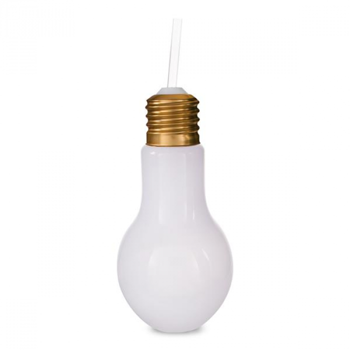 LED Light Bulb Cup with Lid and Straw