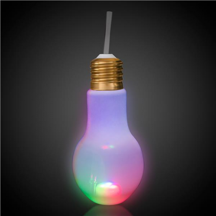 LED Light Bulb Cup with Lid and Straw