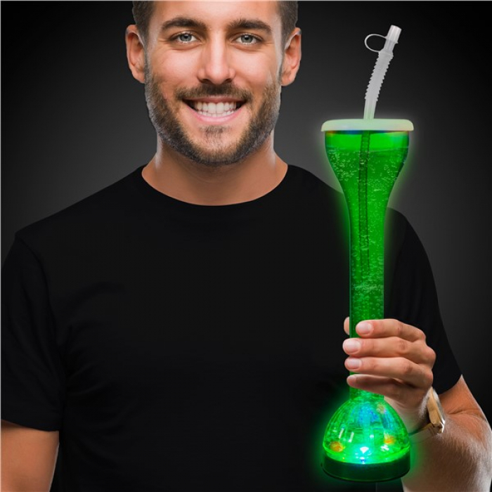 LED Green Flashing 17 oz Yard Glass