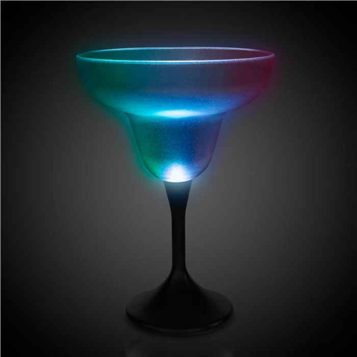LED 10 oz Margarita Glass Black Stem