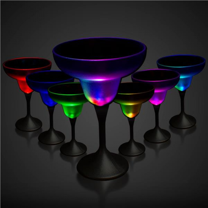 LED 10 oz Margarita Glass Black Stem