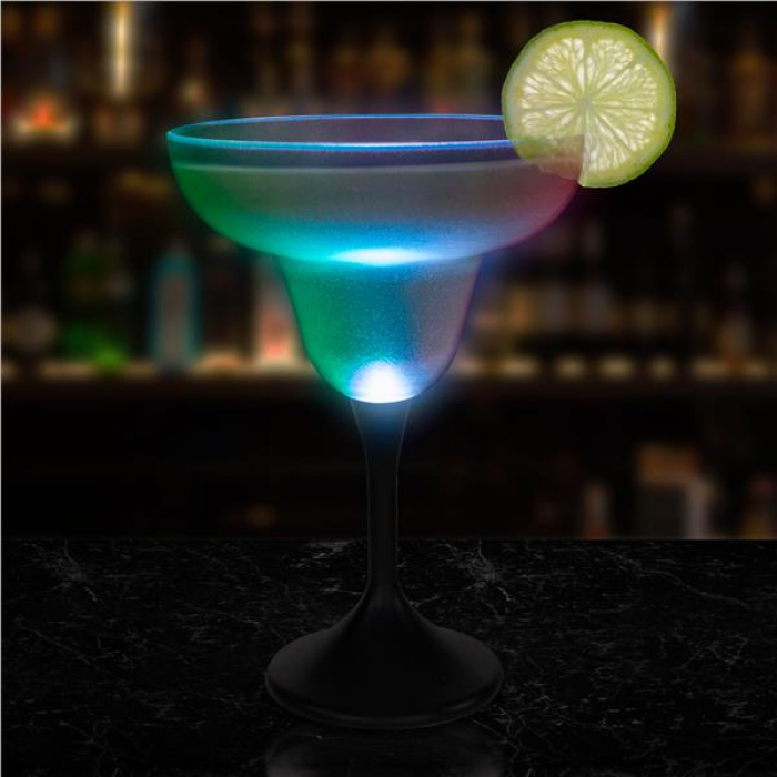 LED 10 oz Margarita Glass Black Stem