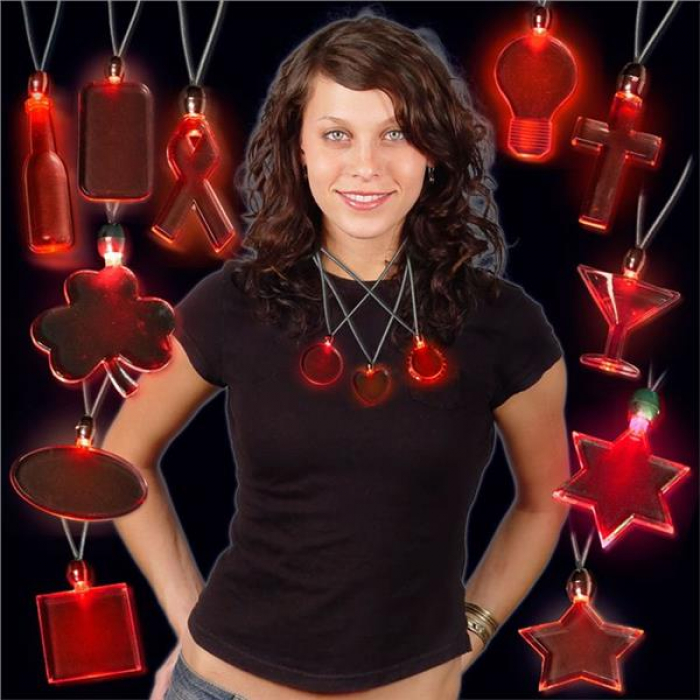 Red LED and Light - Up Heart Pendant Necklaces (Per Piece)