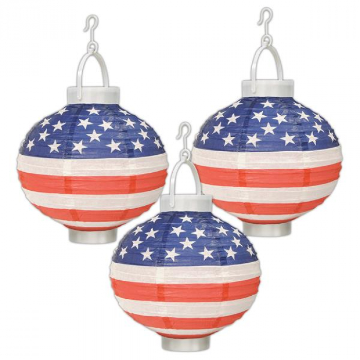 Patriotic Light Up Lanterns (Per 3 pack)