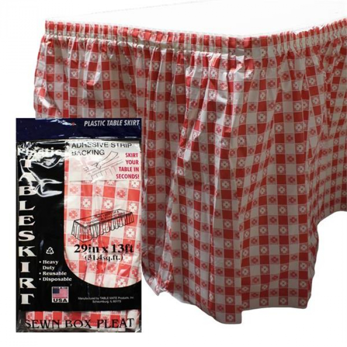 Red Gingham Plastic Table Skirt