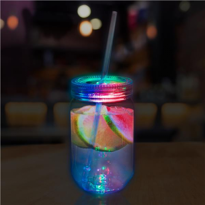 LED 20 oz Mason Jar with Straw