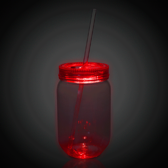 LED 20 oz Mason Jar with Straw
