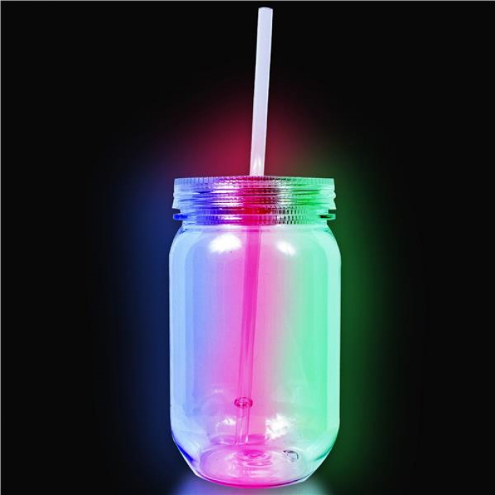 LED 20 oz Mason Jar with Straw