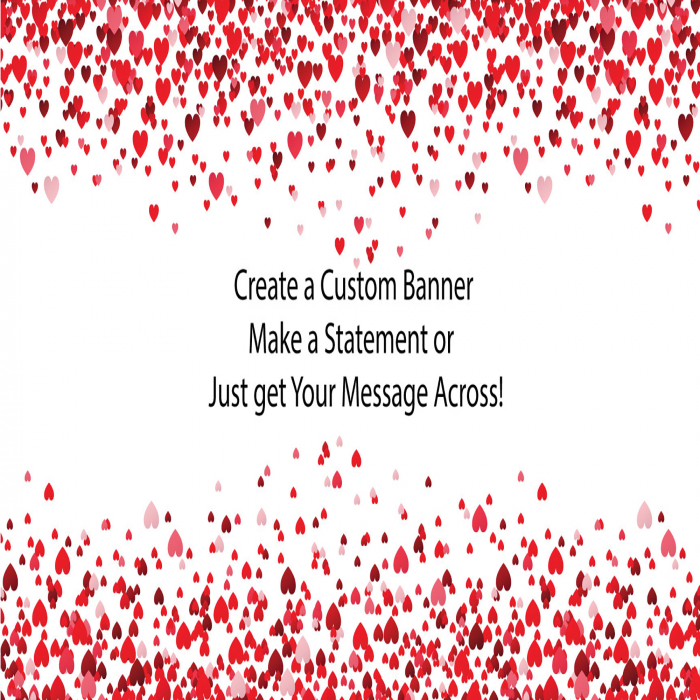 Confetti Hearts Custom Banner - 12 x 24