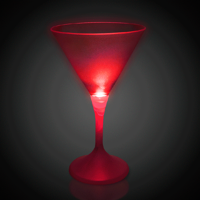LED 7 oz Martini Glass With White Stem