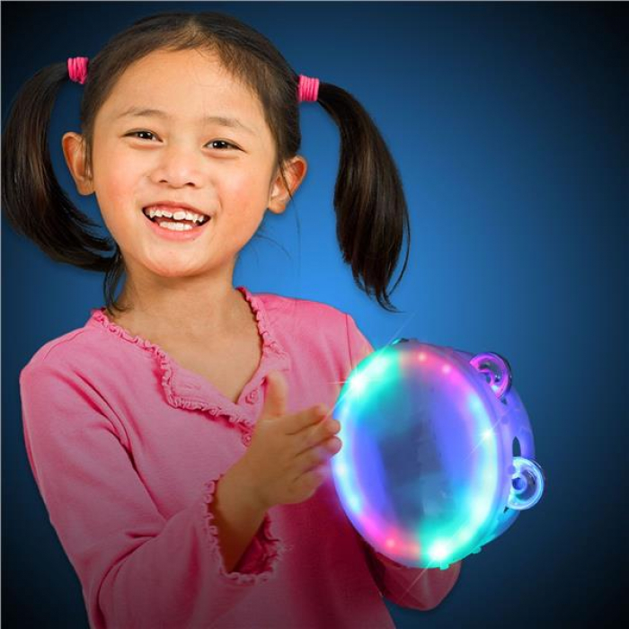 White LED Light-Up Party Tambourine