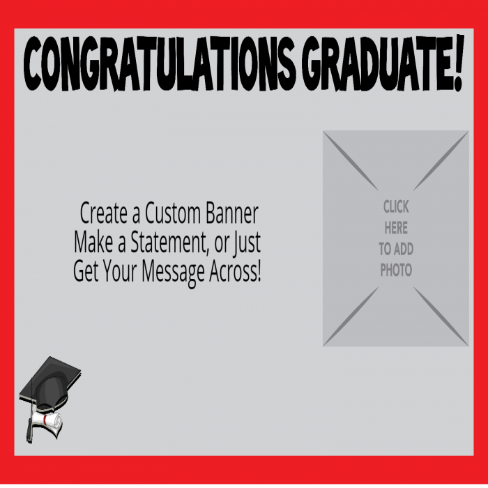 Red Graduation Photo Custom Banner - 12 x 24