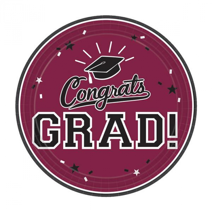 Maroon Graduation 9" Plates