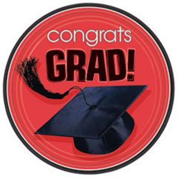 Red Graduation 9" Plates
