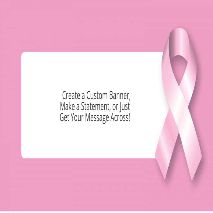 Pink Awareness Ribbon Custom Banner - 12 x 24