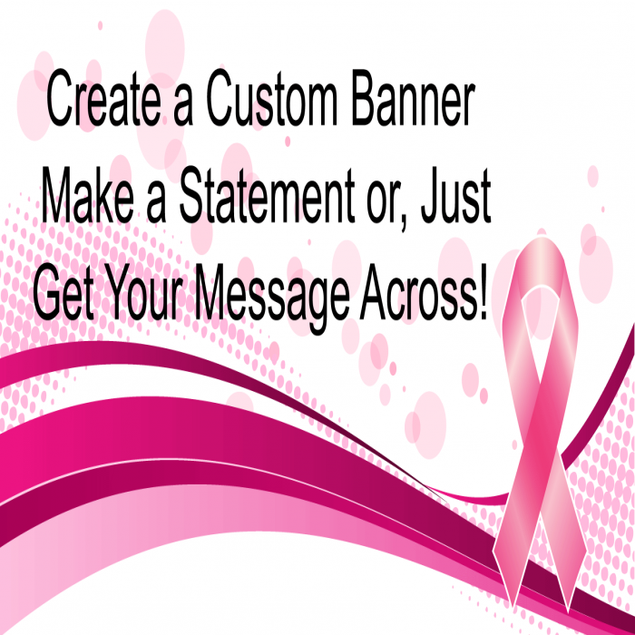 Pink Ribbon Custom Banner - 12 x 24