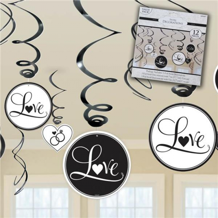 Black & White Wedding Swirl Decorations