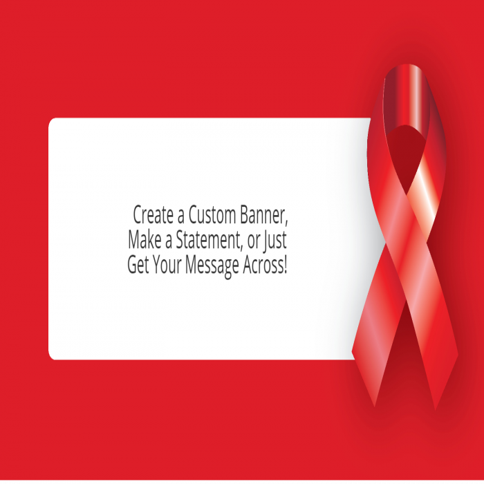 Red Awareness Ribbon Custom Banner - 12 x 24