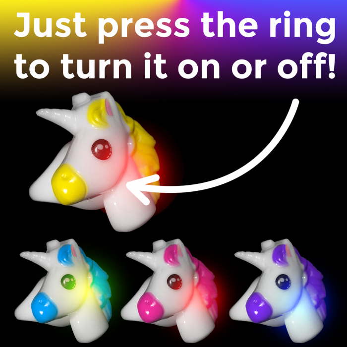 1" Light-Up Unicorn Rings