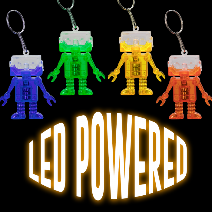 2" Light-Up Flashing Android Robot Keychains