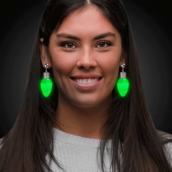 LED Green Bulb Clip-On Earrings (Per pair)