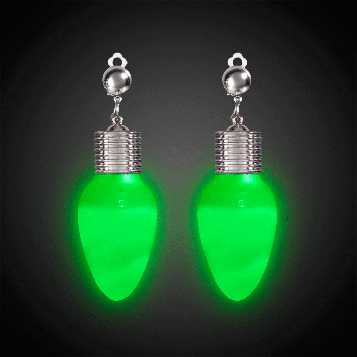 LED Green Bulb Clip-On Earrings (Per pair)