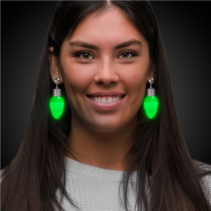 LED Green Bulb Clip-On Earrings (Per pair)