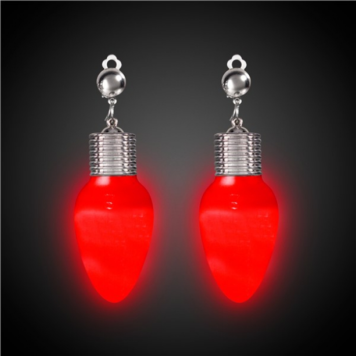 LED Red Bulb Clip-On Earrings (Per pair)