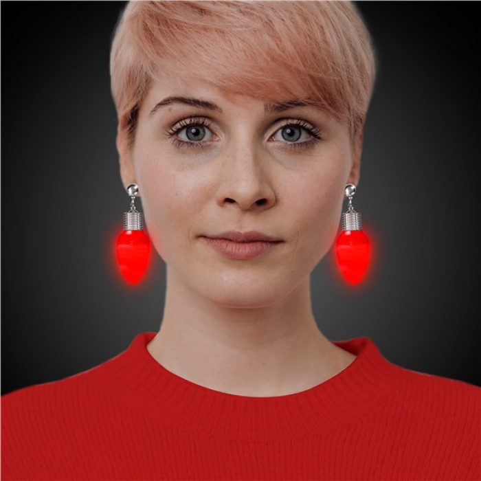 LED Red Bulb Clip-On Earrings (Per pair)