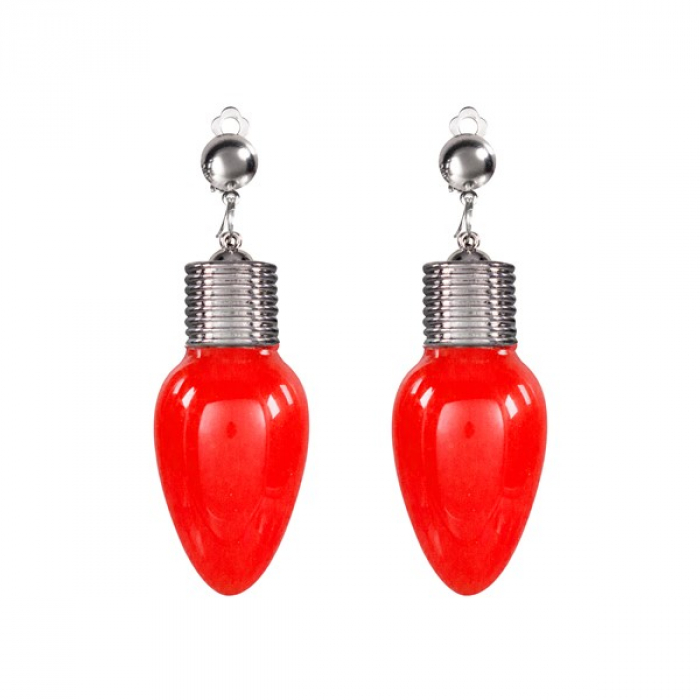 LED Red Bulb Clip-On Earrings (Per pair)
