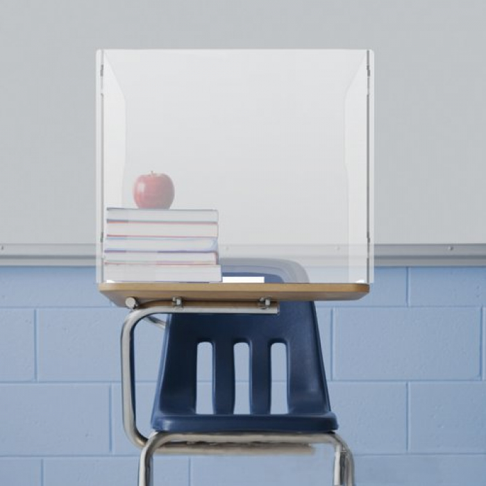 16"L x 22"W x 22"H School Countertop Desk Shield