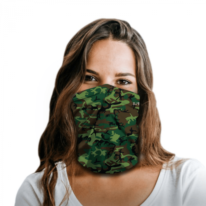 Dark Green Theme Camo Polyester Gaiter