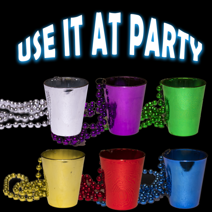 33" Shot Glass Mardi Gras Beads
