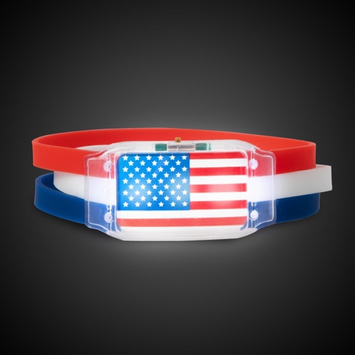 Led Patriotic Silicon Bracelet - 24 per Pack