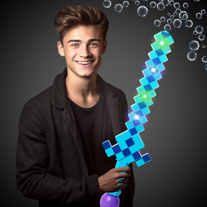 LED Blue Pixel Bubble Sword