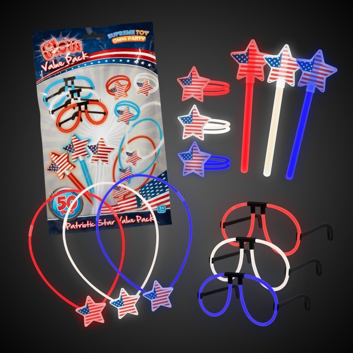Patriotic Glow Stars Value Pack (Per 50 pack)