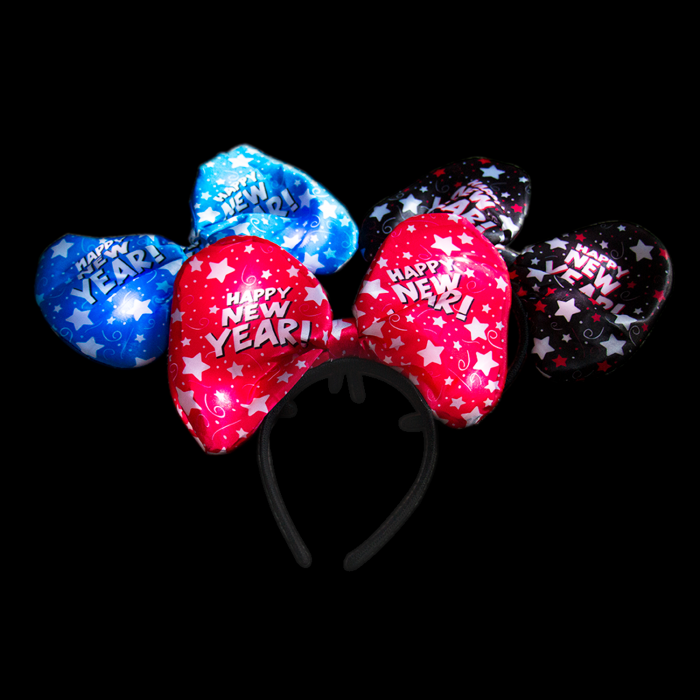 10" New Years Light-Up Bow Headbands