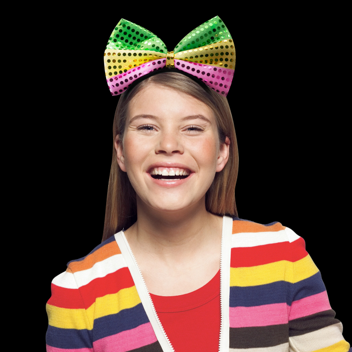 6" Flashing Mardi Gras Bow Headband