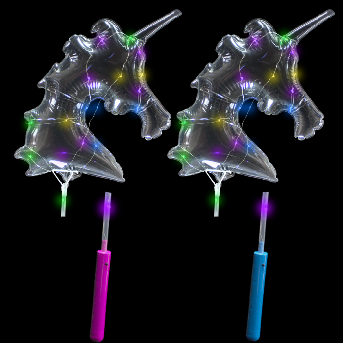 18" Light-Up Bubble Balloon Unicorn Wands