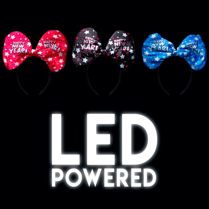 10" New Years Light-Up Bow Headbands