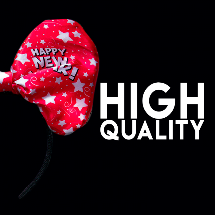 10" New Years Light-Up Bow Headband- Red