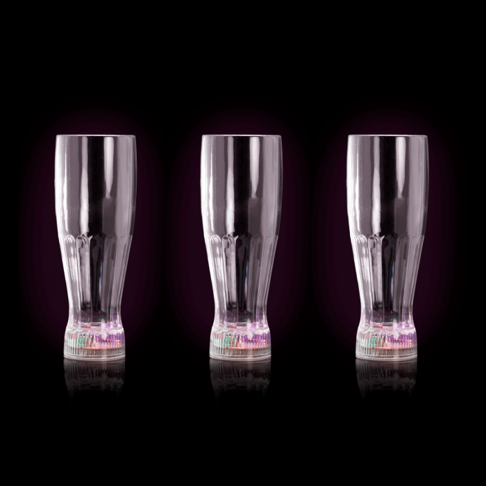 LED Flashing Pilsner Glass with Freezable Base - 12oz