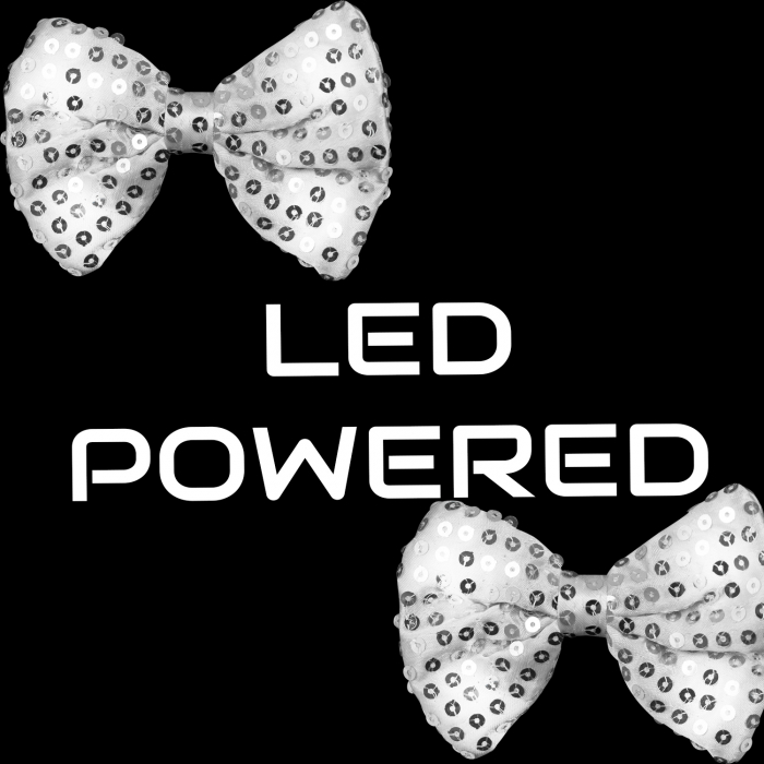 Light-Up Silver Sequin Bow Tie