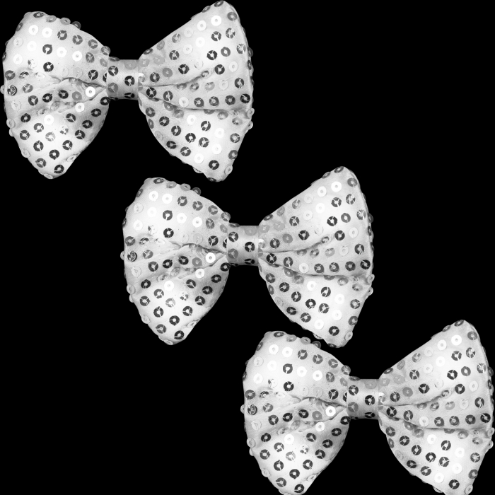 Light-Up Silver Sequin Bow Tie