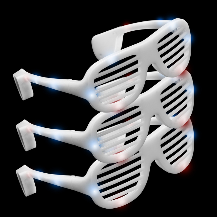LED Flashing Red White and Blue Patriotic Shutter Shades