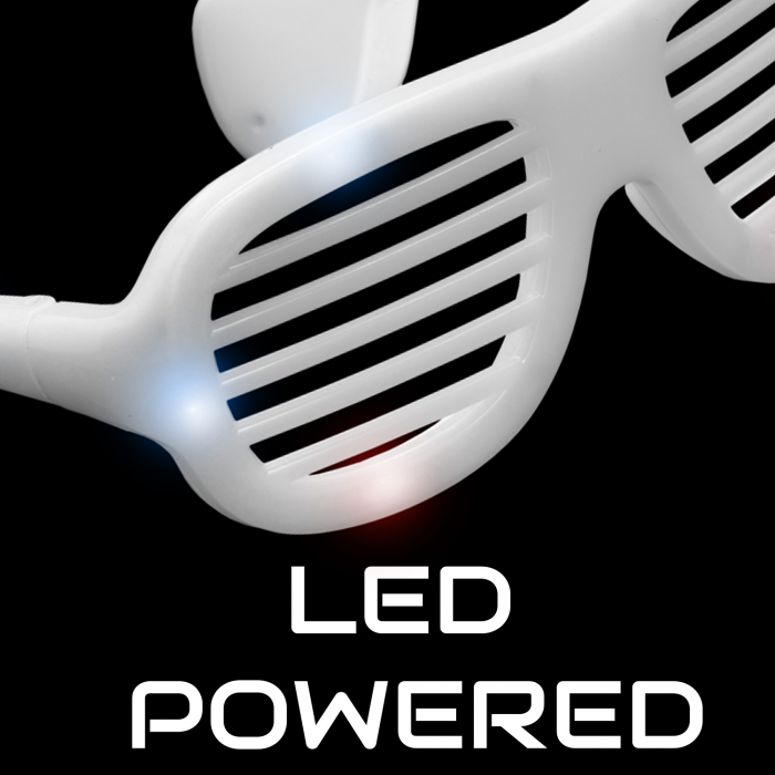 LED Flashing Red White and Blue Patriotic Shutter Shades